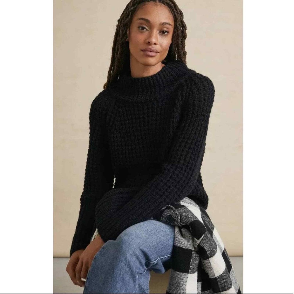 Anthropologie Dionne Sweater Black Bell Sleeve Pullover Knit Top NWT